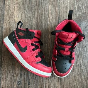 Nike air jordan 1 mid red black bred high top sneakers shoes for toddlers 9C
